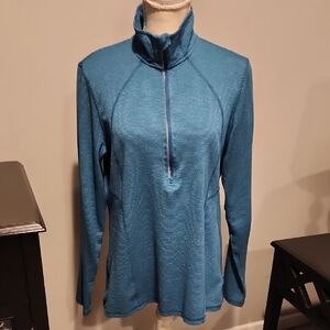 Champion Duo Dry Women's Teal Quarter-Zip Sweatshirt Size XL PTP 22IN length 28